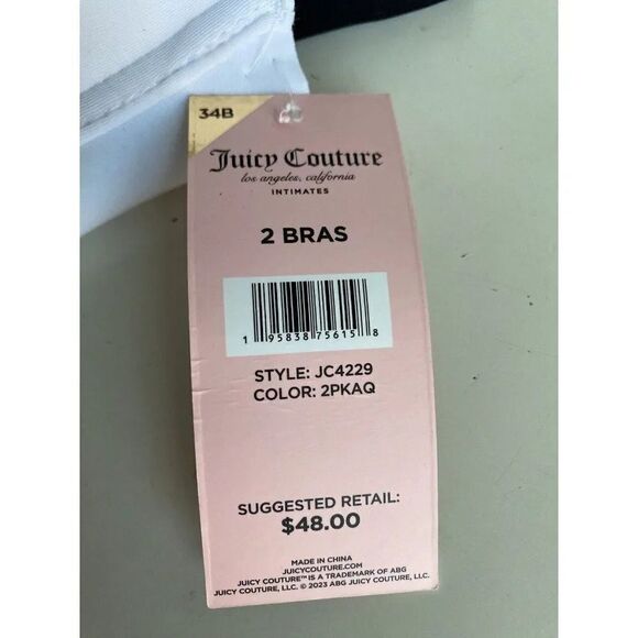 Juicy Couture Bra 2 Pack Sz 34B SEXY Push Up JC4229 White Black NEW - Picture 5 of 8